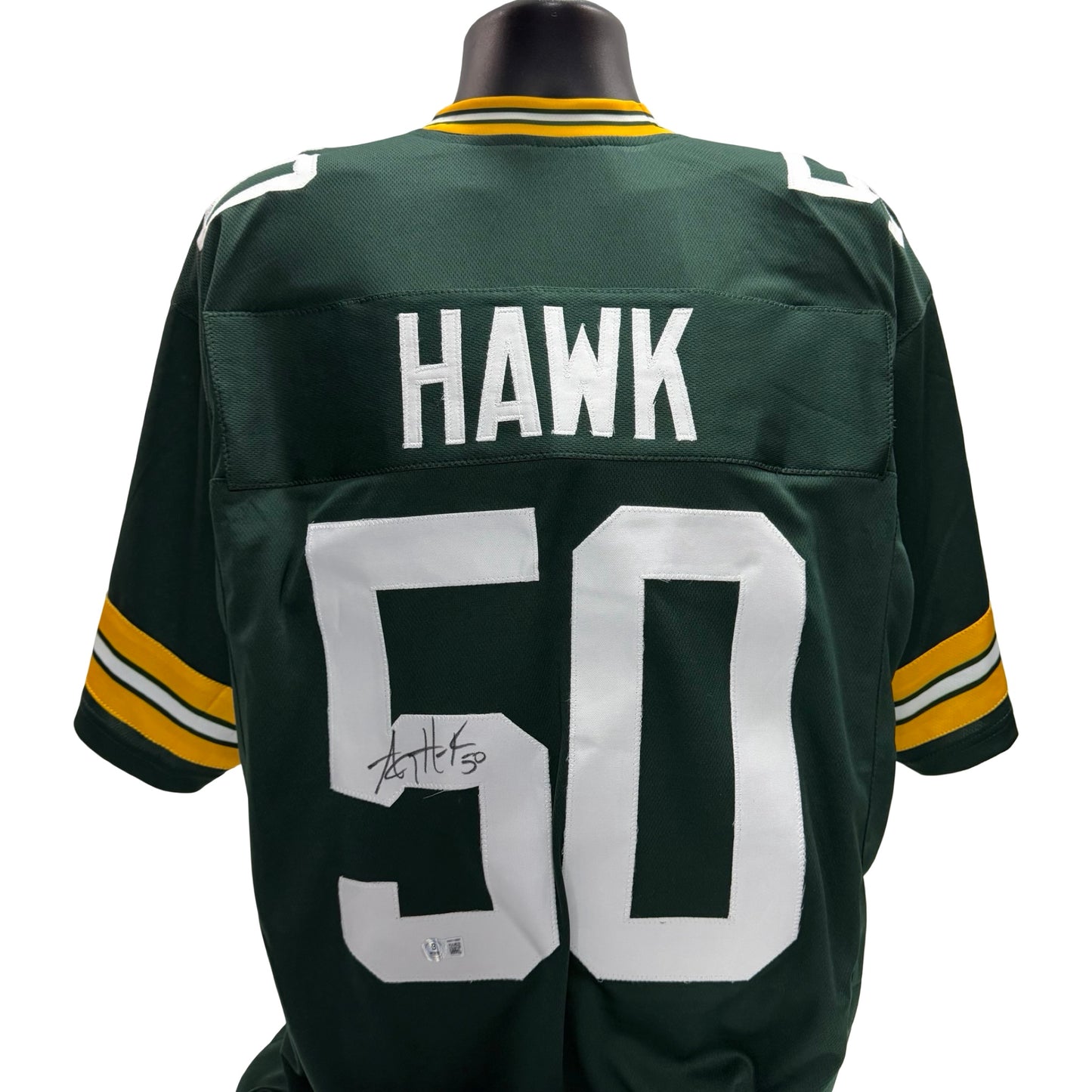 AJ Hawk Green Bay Packers Autographed Green Jersey Beckett BAS