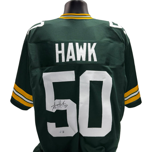 AJ Hawk Green Bay Packers Autographed Green Jersey Beckett BAS