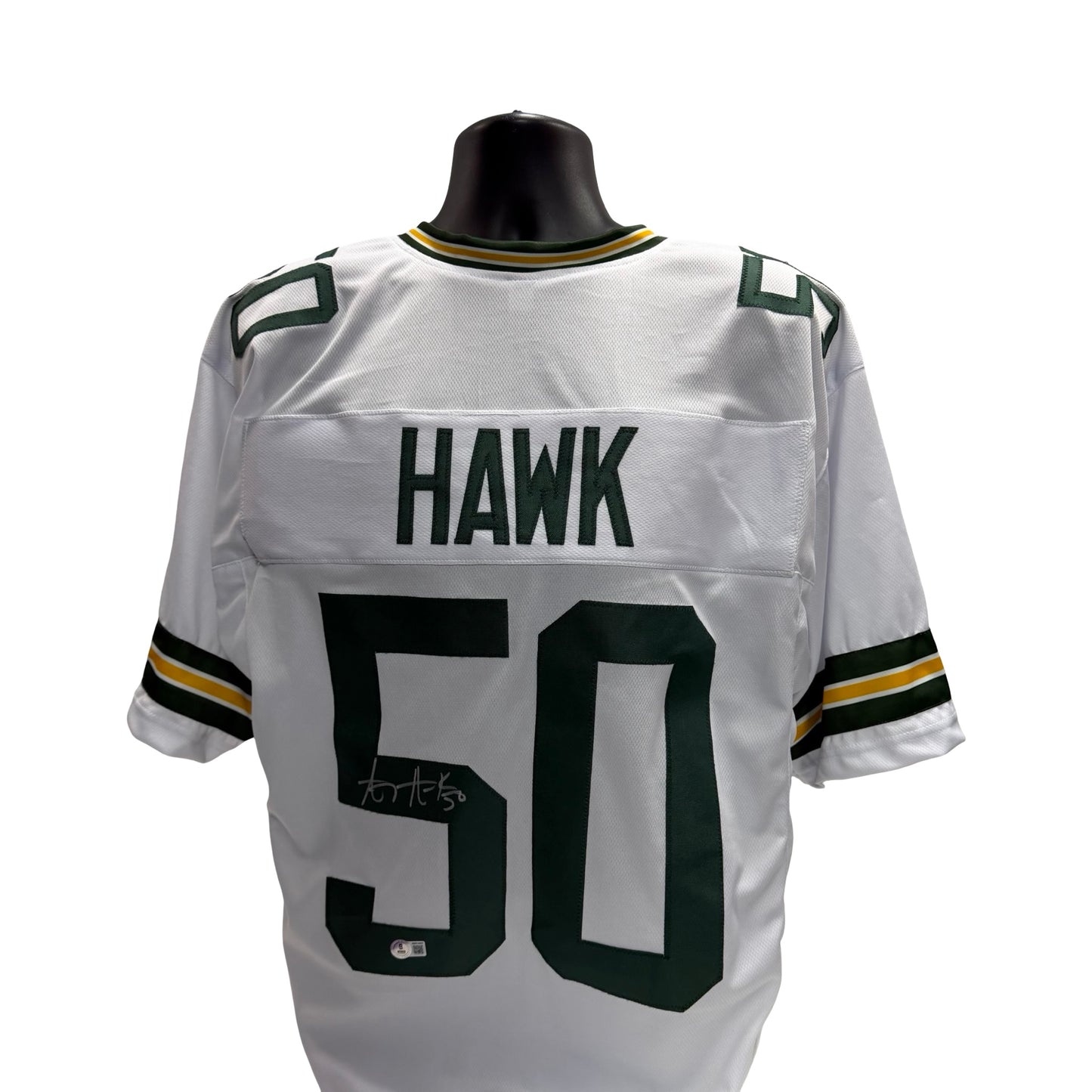 AJ Hawk Green Bay Packers Autographed White Jersey Beckett BAS