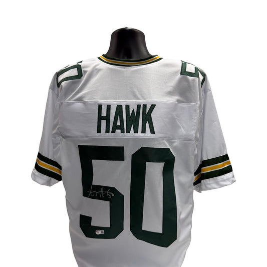 AJ Hawk Green Bay Packers Autographed White Jersey Beckett BAS