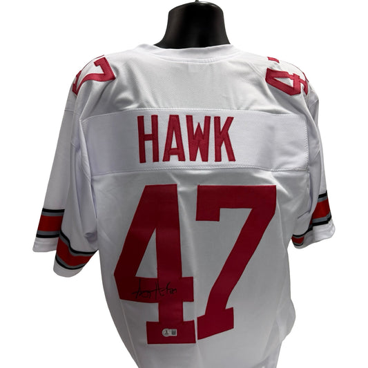 AJ Hawk Ohio State Buckeyes Autographed White Jersey Beckett BAS