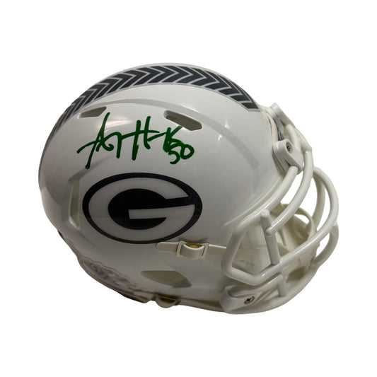 AJ Hawk Autographed Green Bay Packers Salute To Service Mini Helmet Beckett BAS