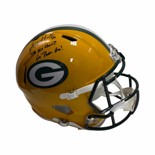 AJ Hawk Autographed Green Bay Packers Replica Signed Football Helmet Beckett BAS