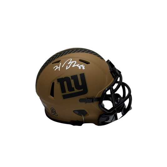 Hakeem Nicks Autographed New York Giants Salute to Service Mocha Mini Helmet Beckett