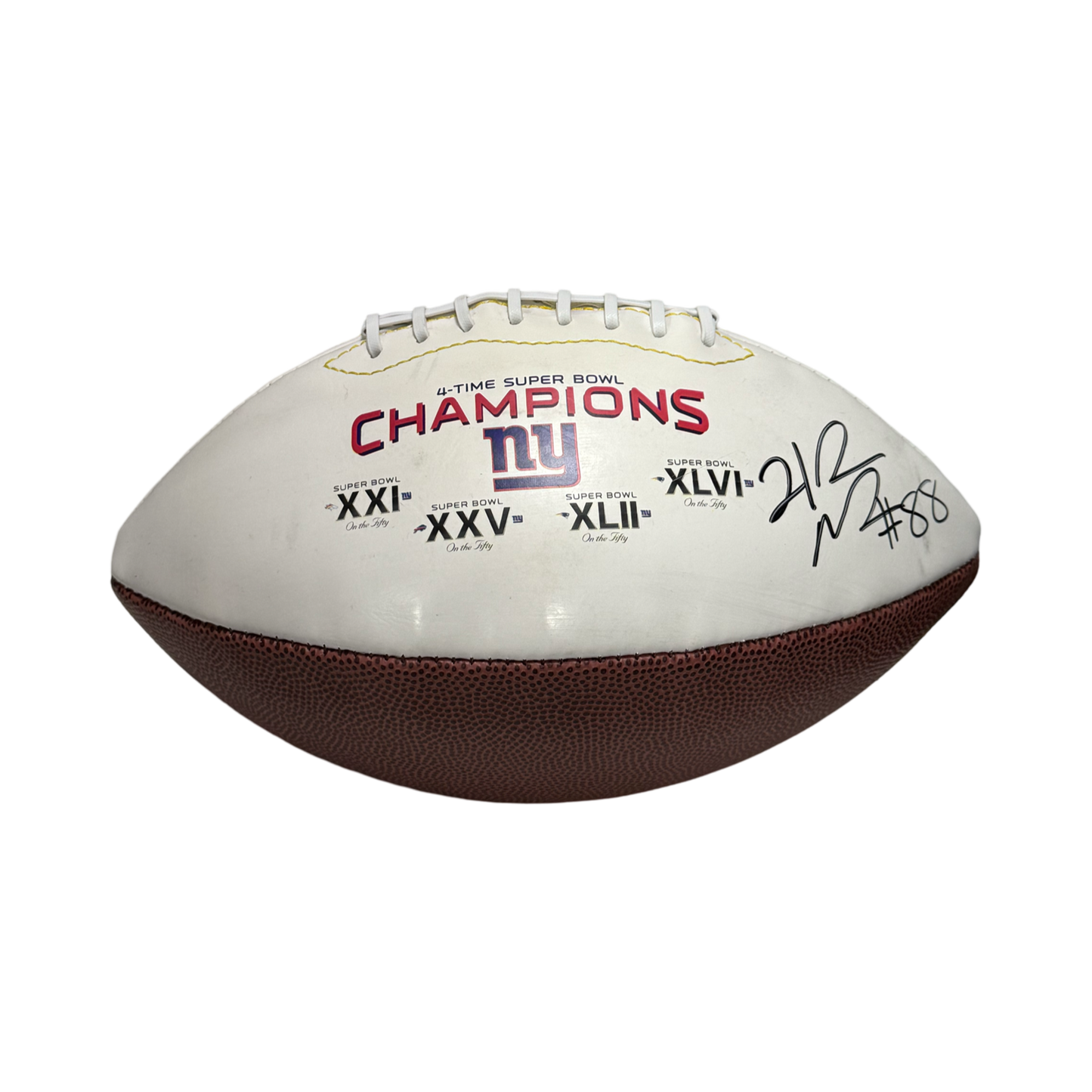 Hakeem Nicks Autographed New York Giants Superbowl White Panel Football Beckett