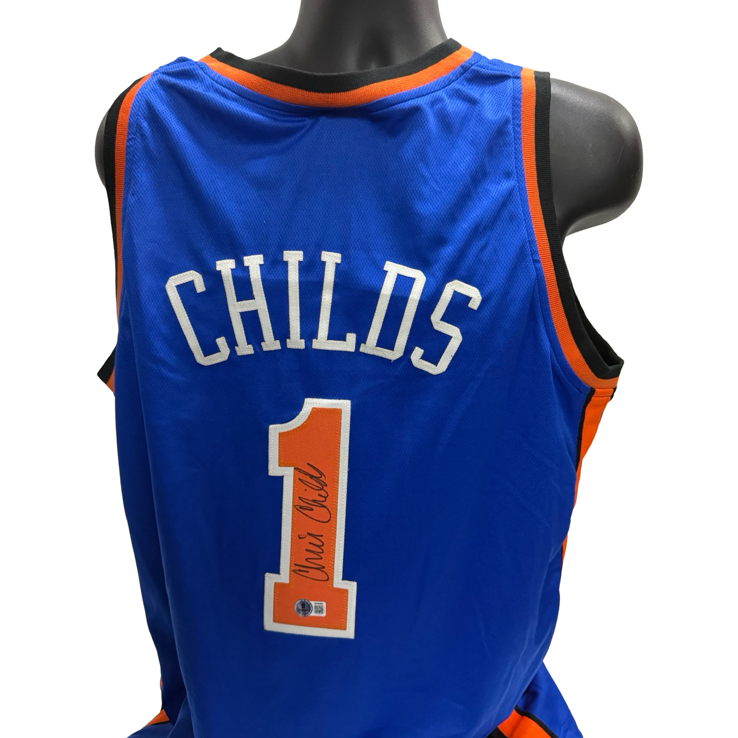 Chris Childs Blue NY Knicks Autographed Jersey BAS
