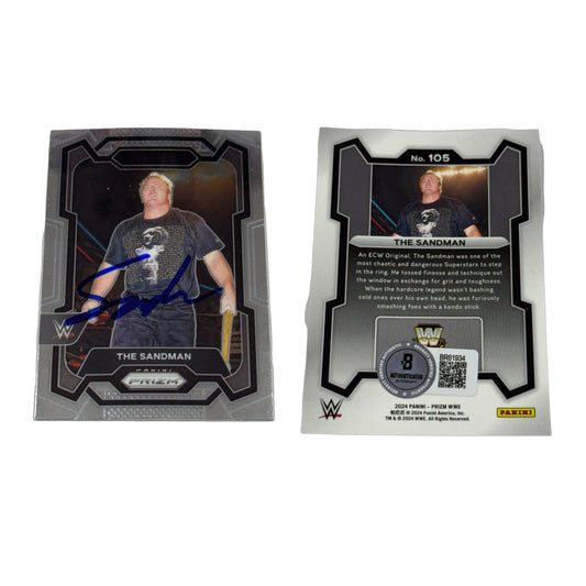 The Sandman Autographed WWE Panini Prizm 2024 #105 Card Beckett