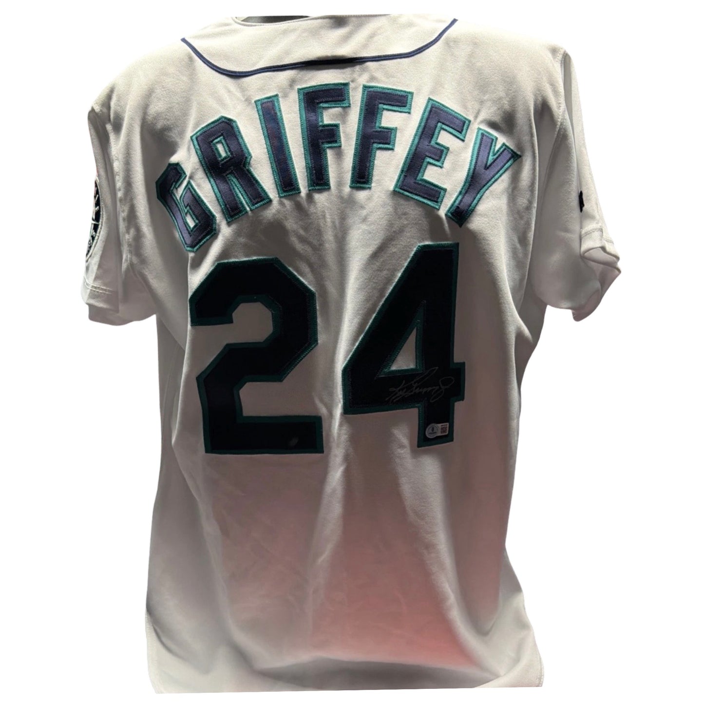 Ken Griffey Jr. Autographed Seattle Mariners Russell Athletic White Jersey BAS