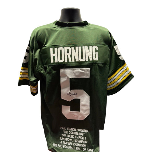 Paul Hornung Green Bay Packers Signed Autographed Stat Jersey JSA COA