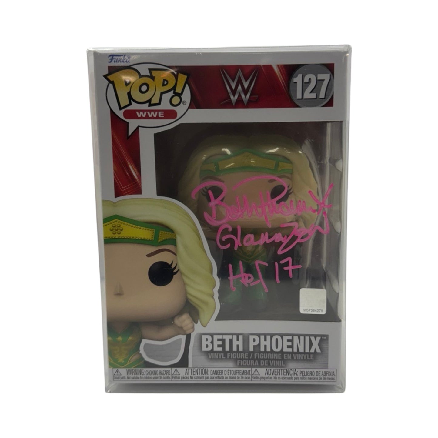 Beth Phoenix Autographed WWE Funko Pop Pink Ink "The Glamazon & HOF 17" Inscription Steiner CX