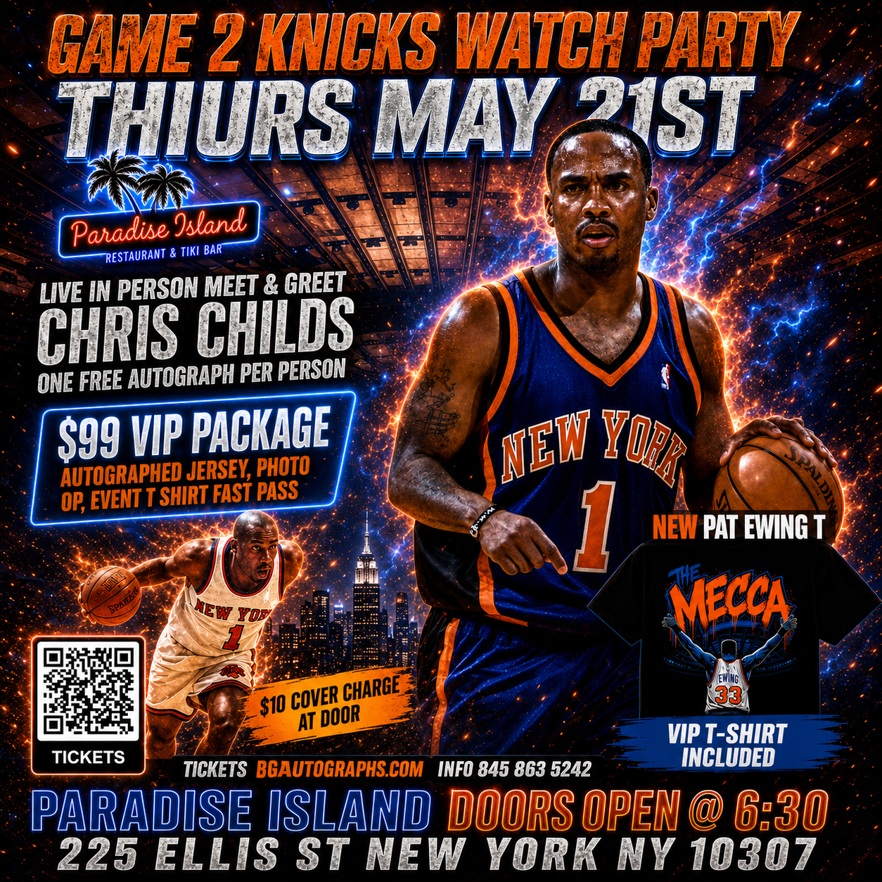 Chris Childs KNICKS Playoff Watch Party Autograph Signing and Meet & Greet Paradise Island May 21st