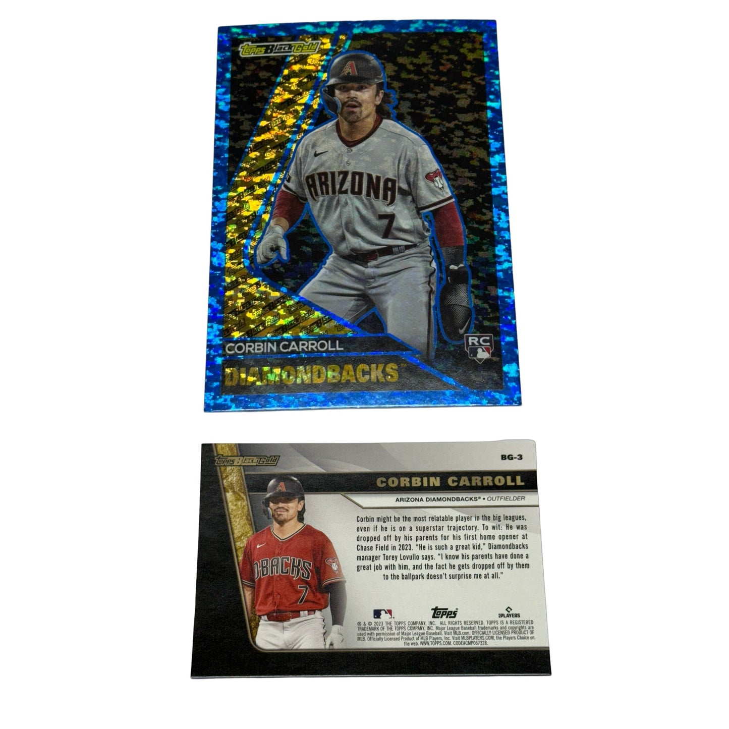 2023 Topps Update Corbin Carroll Black Gold Blue Parallel Rookie #BG-3