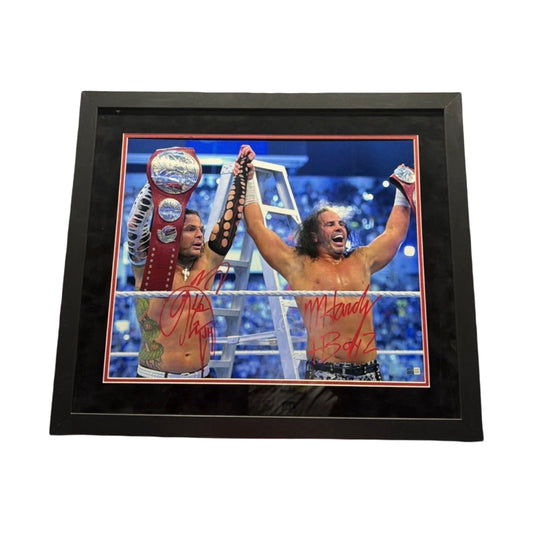 Matt Hardy & Jeff Hardy Autographed Tag Team Titles 16x20 Framed Steiner CX