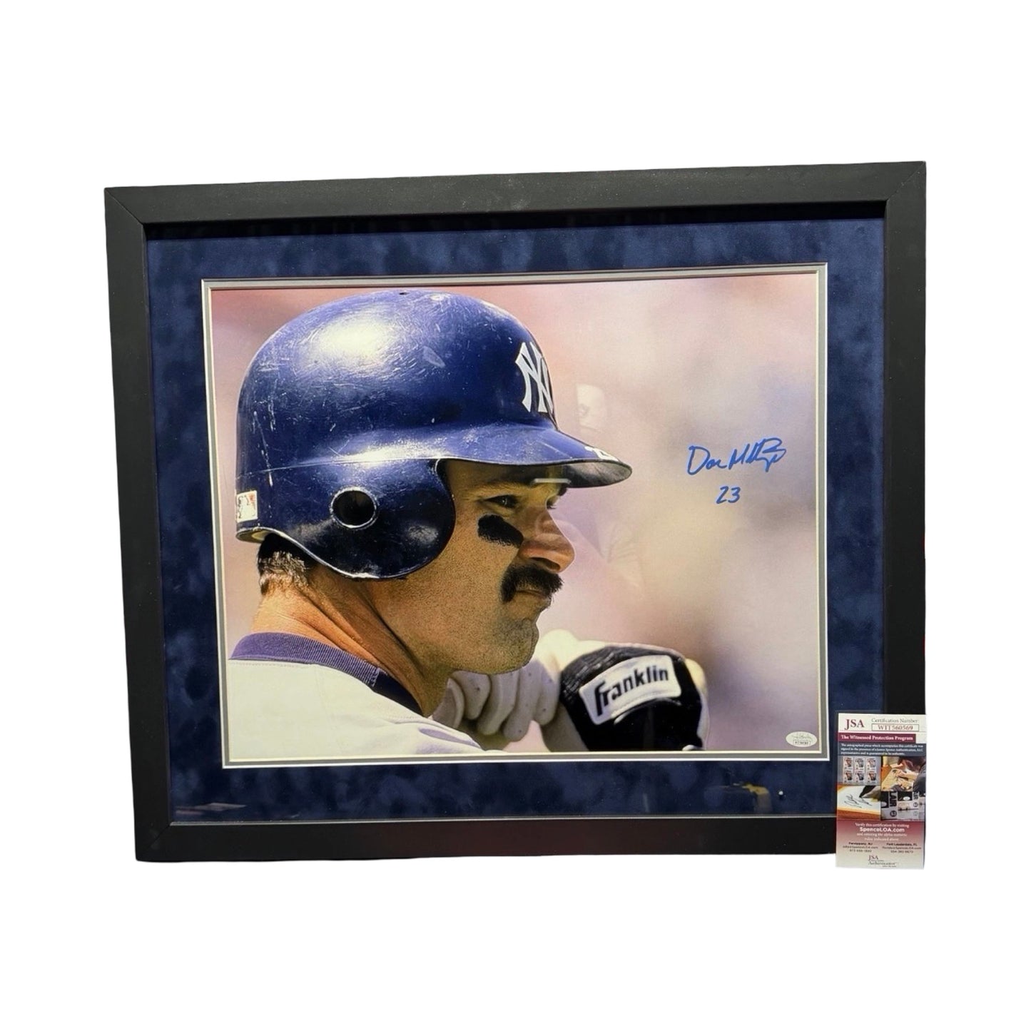 Don Mattingly New York Yankees Close up Signed Photo Framed 16x20 Autographed JSA COA