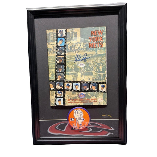 Nolan Ryan Signed 1970 New York Mets Official Yearbook Autographed Frame PSA DNA