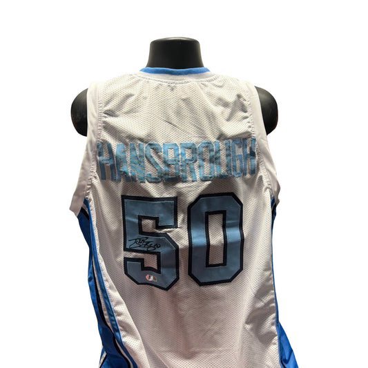 Tyler Hansbrough North Carolina Autographed College White Jersey Signed Beckett BAS