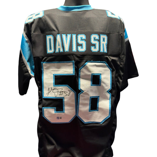 Thomas Davis Sr Carolina Panthers Autographed Black Jersey Signed Beckett BAS COA