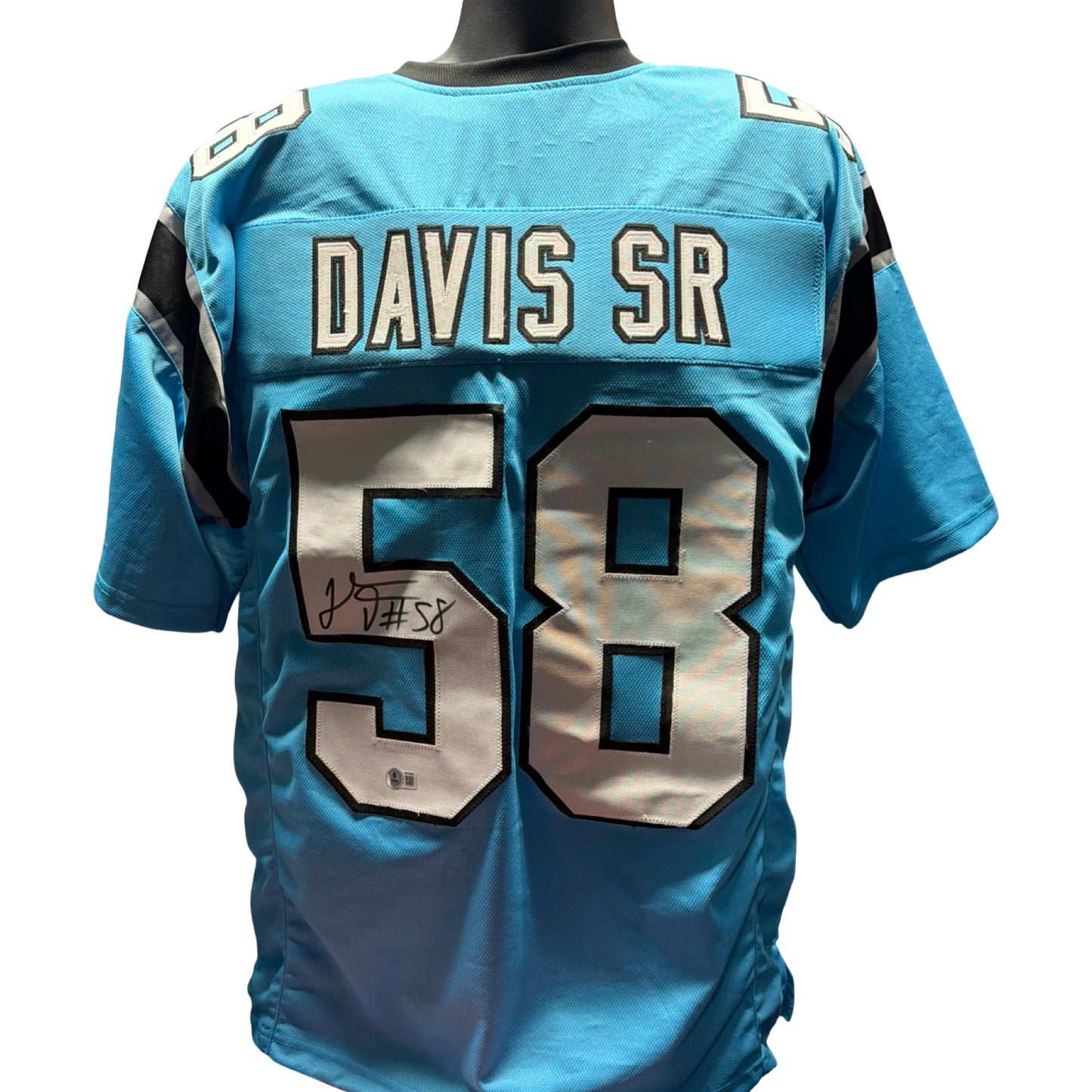 Thomas Davis Sr Carolina Panthers Autographed Blue Jersey Signed Beckett BAS COA