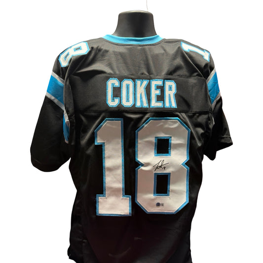 Jalen Coker Signed Black Jersey Carolina Panthers Autographed Beckett BAS COA (Copy)