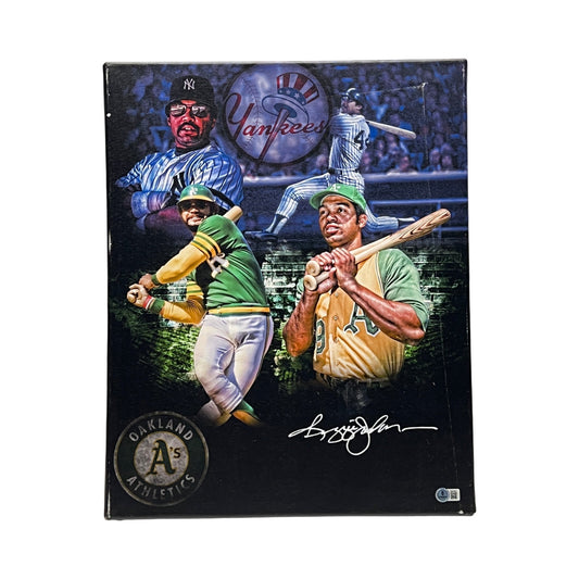 Reggie Jackson Autographed New York Yankess Oakland Athletics 16x20 Canvas Beckett