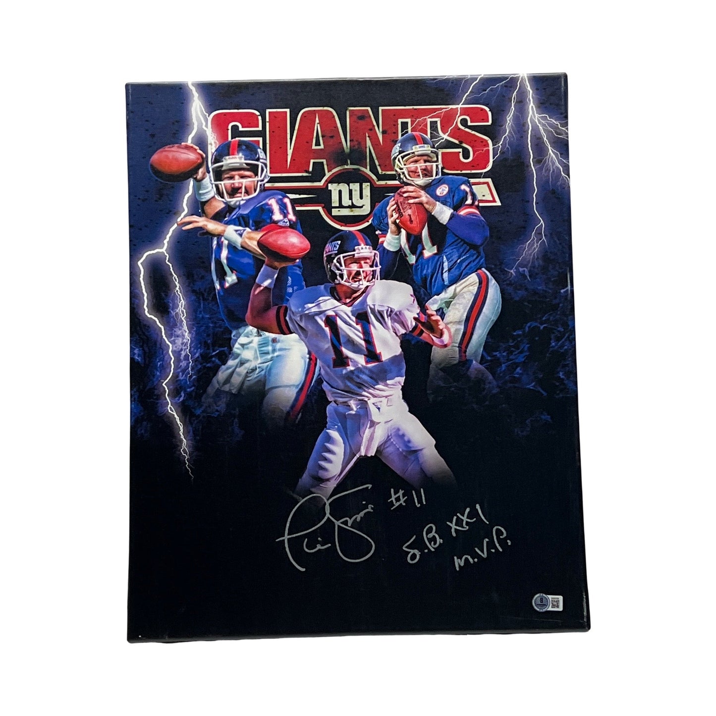 Phil Simms Autographed New York Giants 16x20 Canvas Beckett