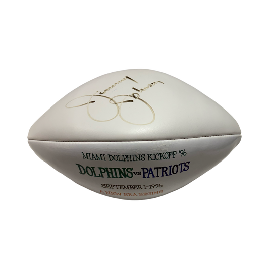 Jimmy Johnson Autographed White Panel Dolphins vs Patriots Football Beckett