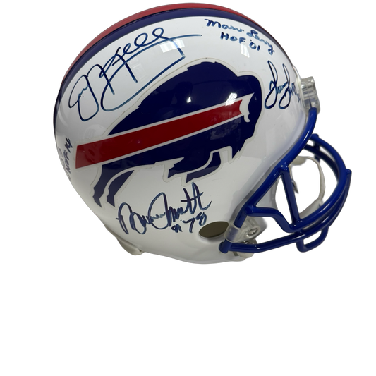 Jim Kelly, Bruce Smith, Andre Reed, Thurman Thomas & Marv Levy Autographed Buffalo Bills Replica Helmet JSA