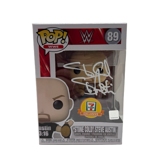 “Stone Cold” Steve Austin Autographed 7 Eleven Exclusive Funko Pop #89 Beckett