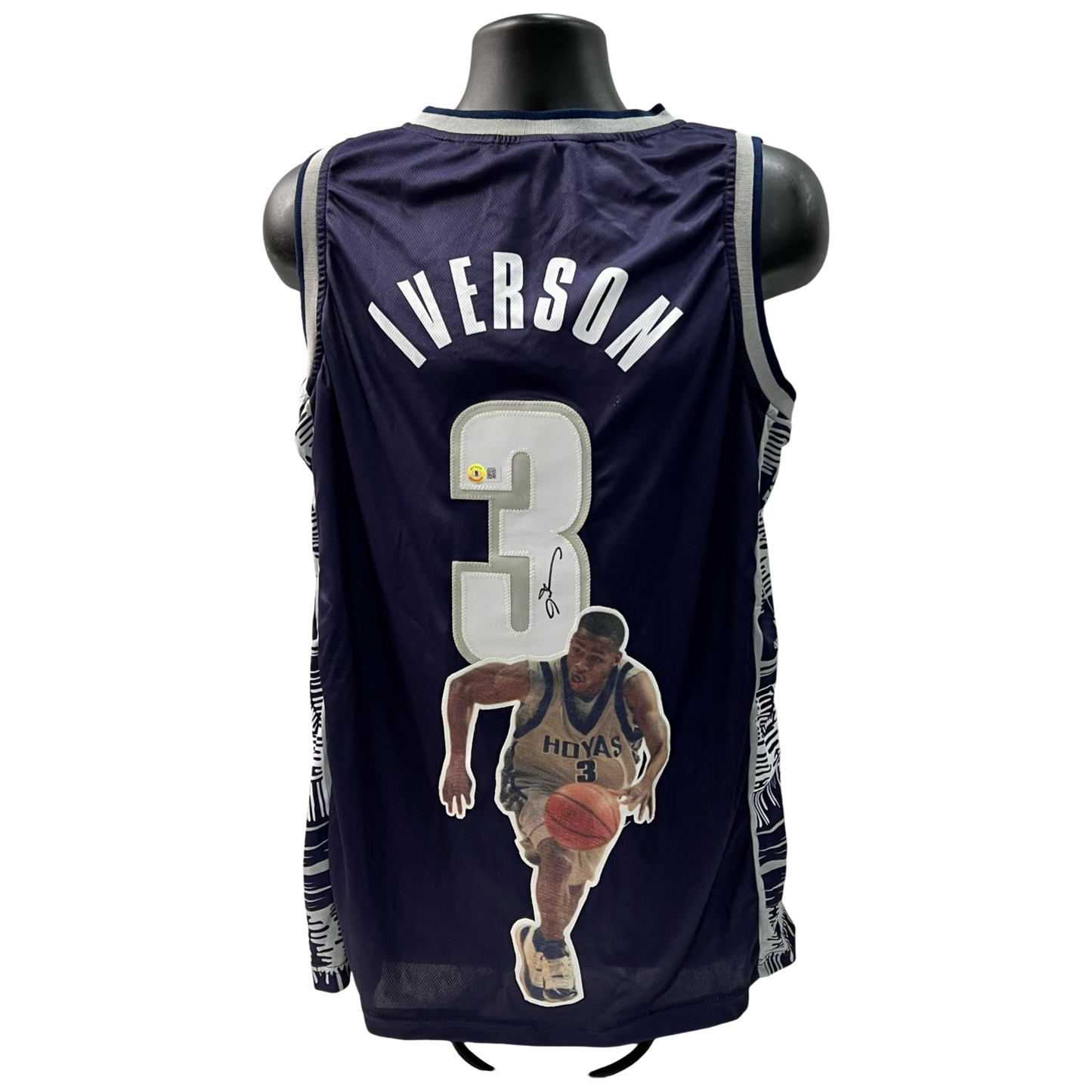 Allen Iverson Autographed Georgetown Hoyas Blue Art Jersey Beckett