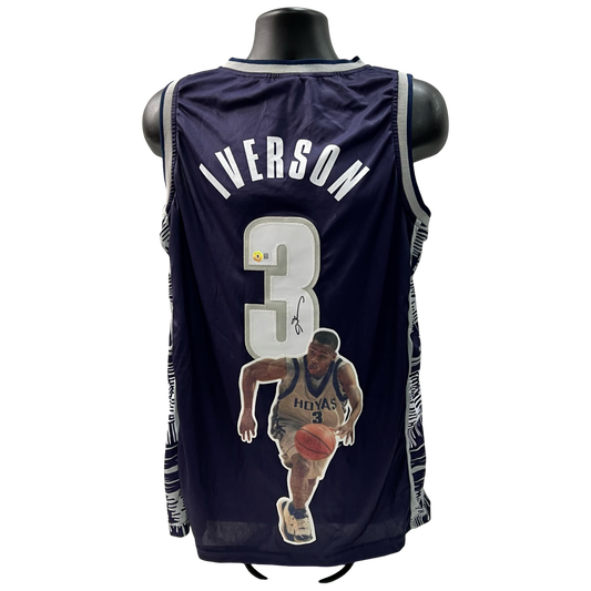 Allen Iverson Autographed Georgetown Hoyas Blue Art Jersey Beckett