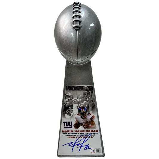 Mario Manningham Autographed New York Giants Super Bowl Replica Trophy Beckett