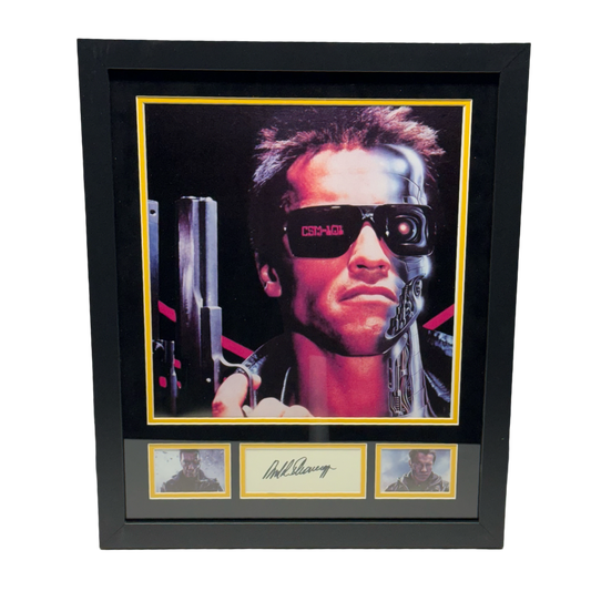 Arnold Schwarzenegger Autographed Terminator Framed Cut PSA
