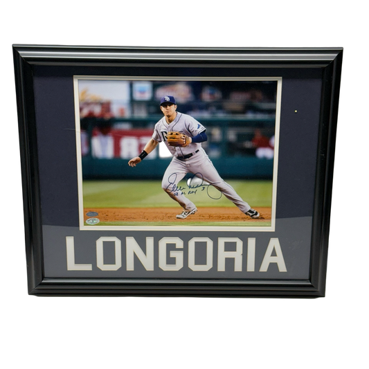 Evan Longoria Autographed Tampa Bay Rays 11x14 08 AL ROY Steiner - Framed
