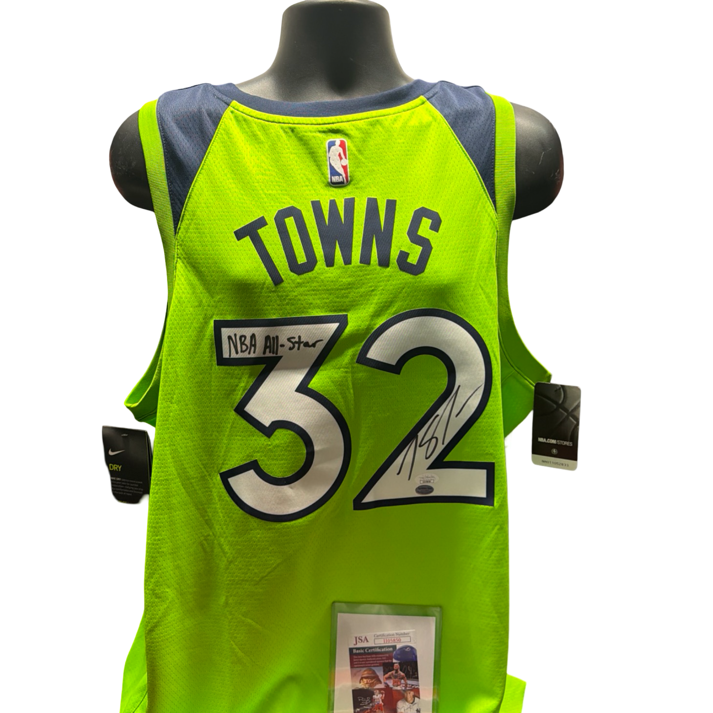 Karl Anthony Towns Autographed Minnesota Timberwolves Green Jersey JSA