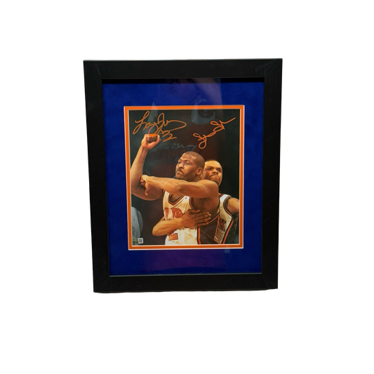 Larry Johnson & Latrell Sprewell Autographed New York Knicks Hug 8x10 Steiner CX - Framed