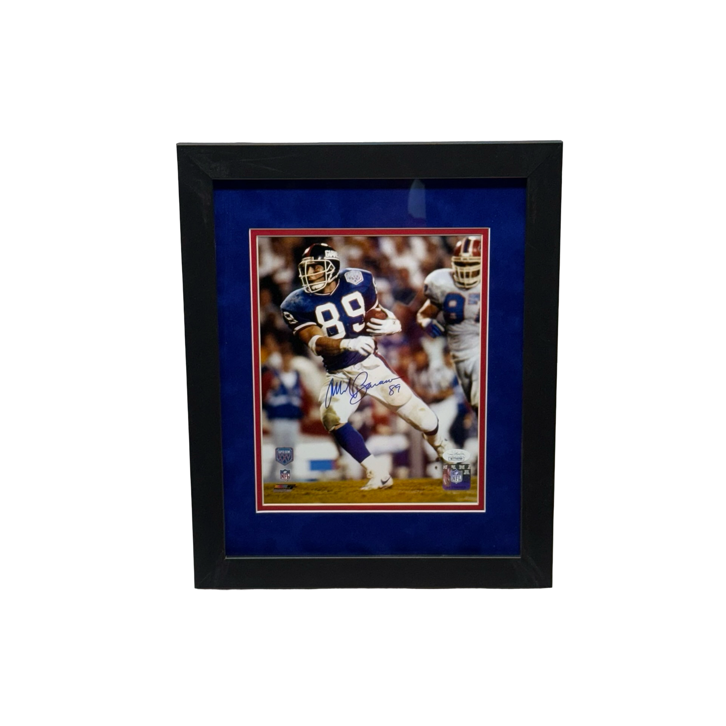 Mark Bavaro Autographed New York Giants Superbowl Vertical 8x10 JSA - Framed