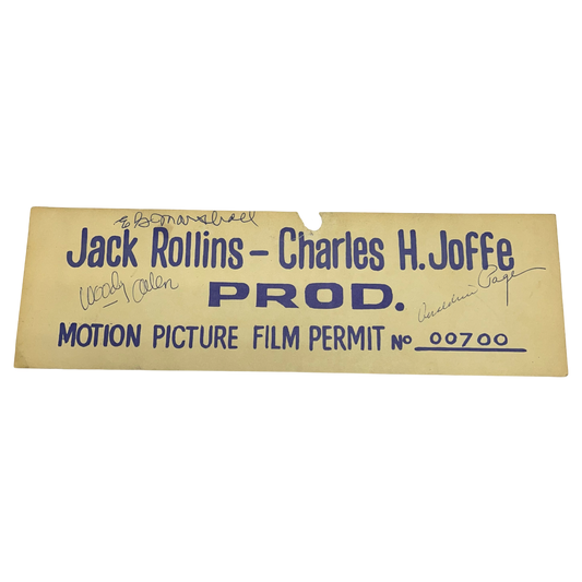 Woody Allen, Geraldine Page, E.G. Marshall Autographed Film Permit Sign JSA LOA