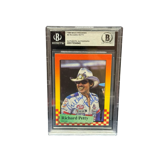 Richard Petty Autographed 1989 Maxx Previews Hockey #6 Beckett