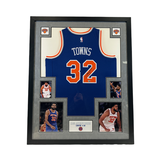 Karl Anthony Towns Autographed New York Knicks Framed Swingman Jersey Fanatics