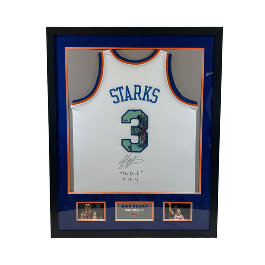 John Starks Autographed The Dunk New York Knicks Art Jersey Steiner CX - Framed