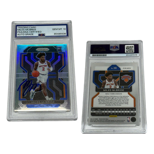 Miles McBride Autographed 2021-22 Prizm Refractor RC #283 PSA GEM MINT 10