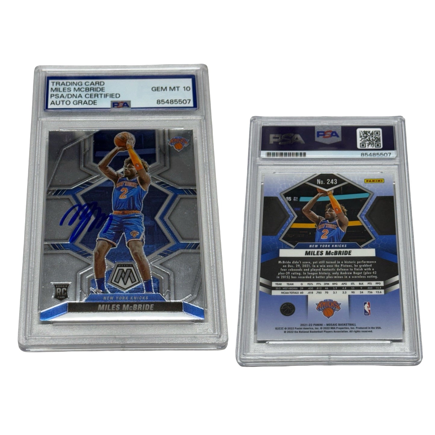 2021-22 Panini Mosaic #243 Miles McBride PSA Auto Authentic GEM MT 10