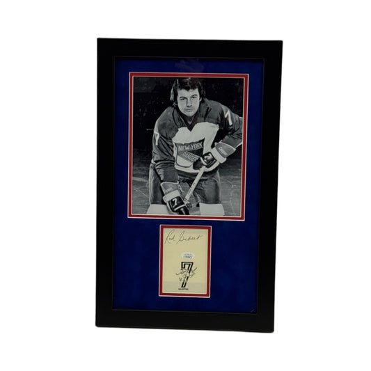 Rod Gilbert Autographed New York Rangers Framed 10.5x18 JSA