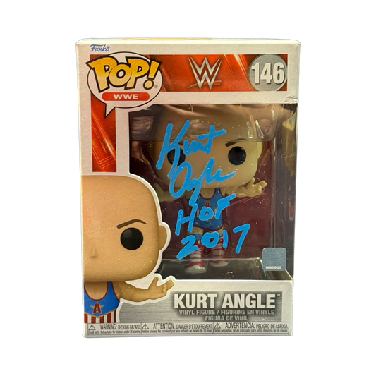 Kurt Angle Autographed Funko Pop #146 Blue Ink "HOF 2017" Inscription Beckett