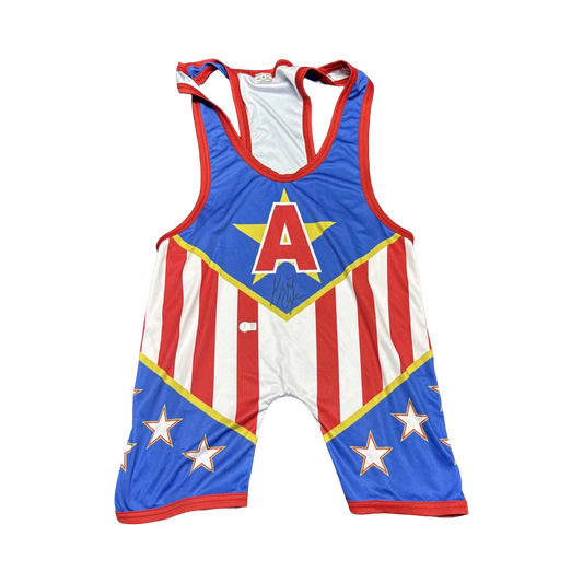 Kurt Angle Autographed Wrestling Attire Stars & Stripes Singlet Beckett