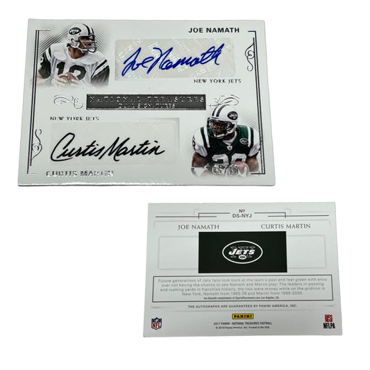 2017 Panini National Treasures Curtis Martin Joe Namath Auto /10