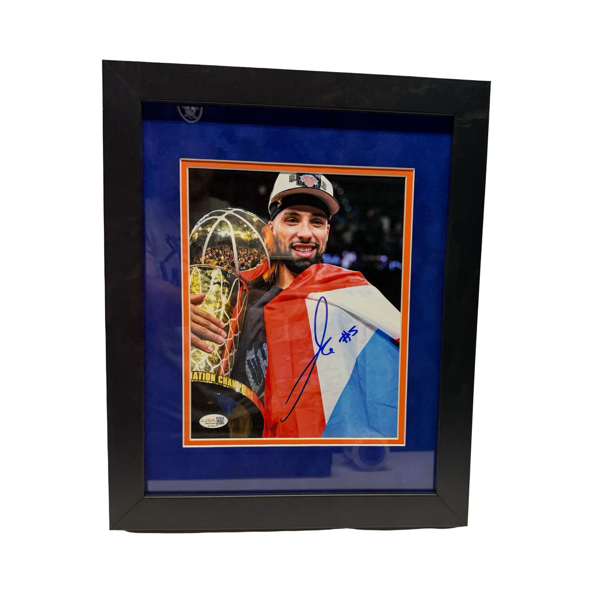 Jose Alvarado Autographed New York Knicks 8x10 Signed Framed Photo JSA COA NBA Puerto Rican Flag