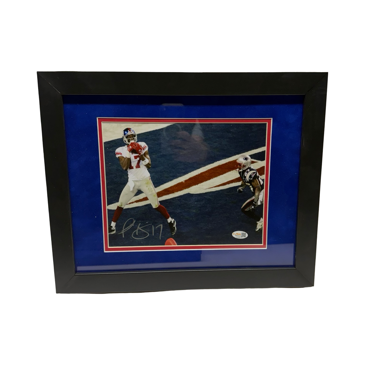 Plaxico Burress New York Giants Super Bowl Recieving in endzone w/o crowd 8X10 JSA COA Framed