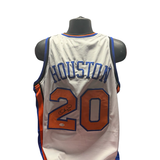 Allan Houston Signed New York Knicks Autographed Basketball White Jersey AUTO JSA COA