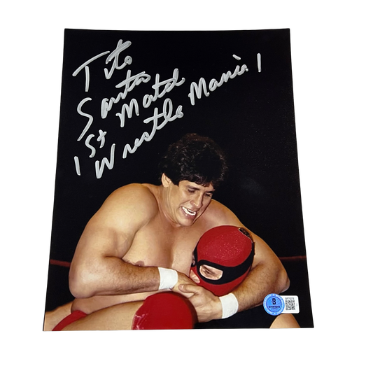 Tito Santana Autographed Headlock 8x10 "1st WrestleMania Match" Beckett